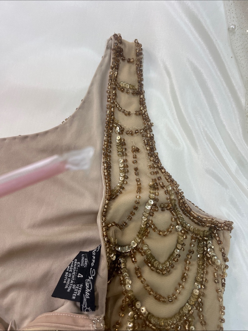 Pisarro Nights Gold Beaded Scallop-Pattern Mini Dress - Picture 15 of 17